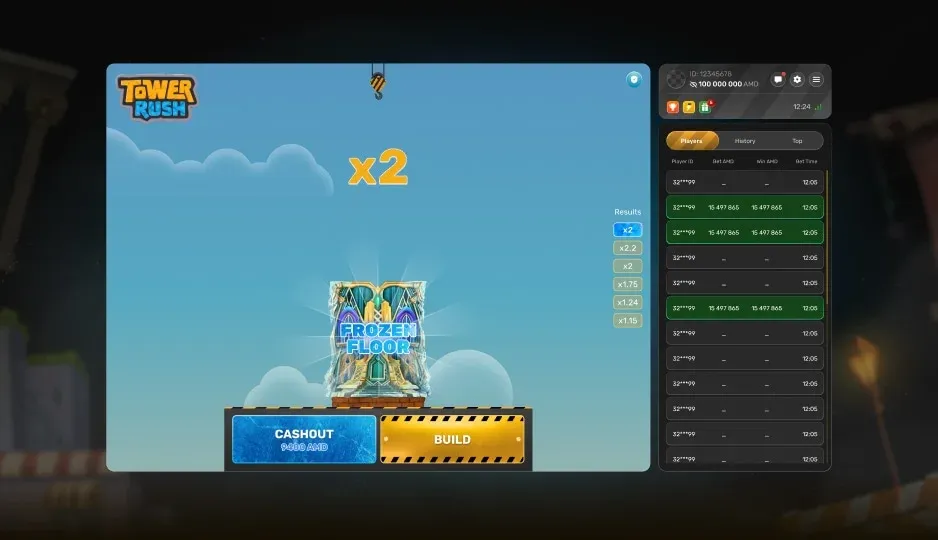 Tower Rush Frozen Floor feature screen
