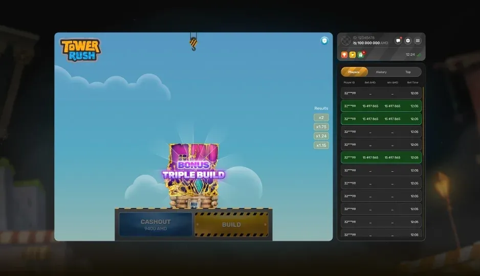 Tower Rush Triple Build feature screen